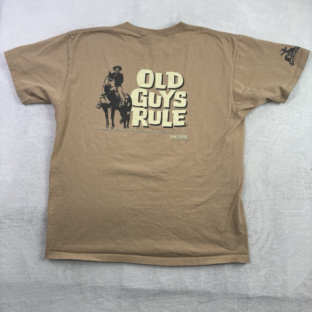 VTG Old Guys Rule John Wayne Collection Beige SS Graphic Shirt Men's XL